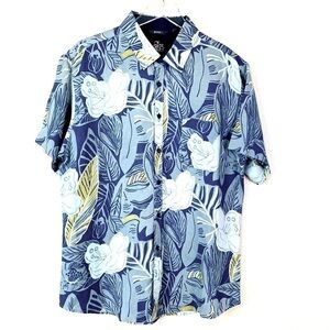 Bohio Linen Tropical Short Sleeve Button Up Size L